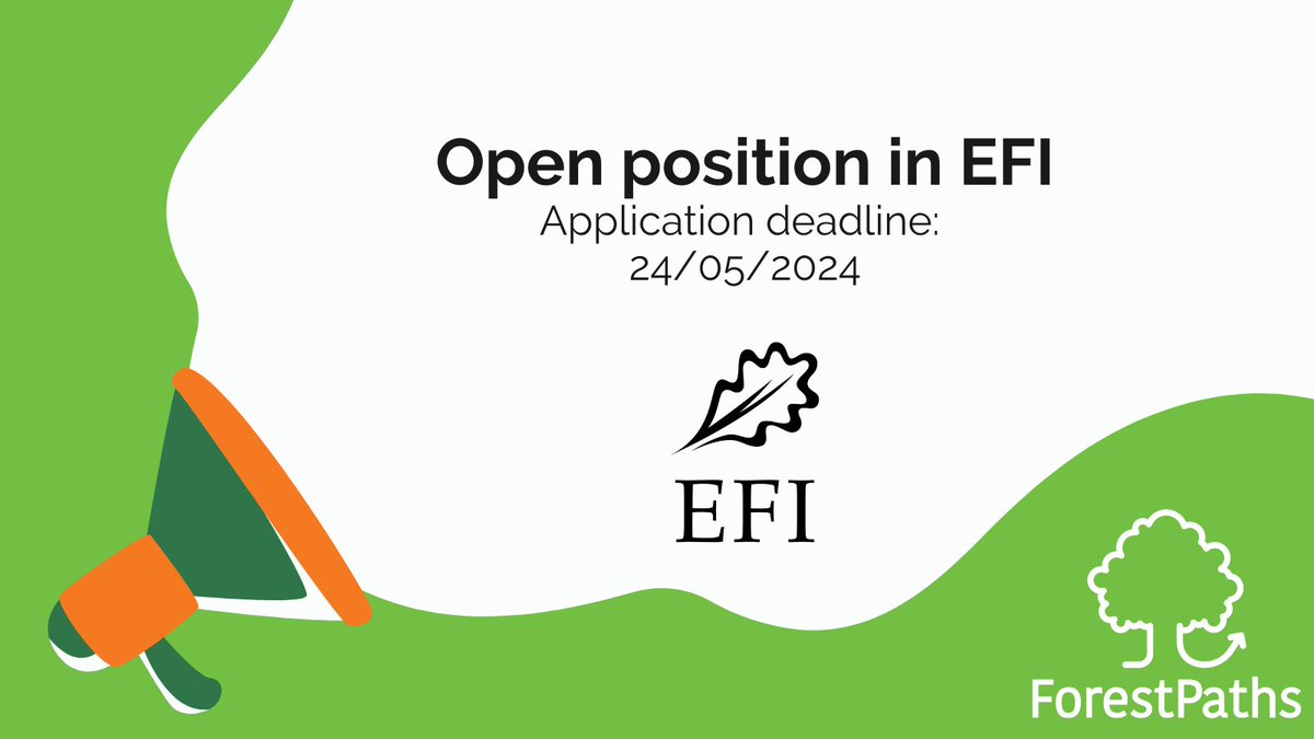 🚨Job Opportunity at EFI! @europeanforest is hiring a Researcher/Senior Researcher in Climate-Smart Forestry to work on ecosystems, biodiversity, and climate-smart management, developing tools like EFISCEN-space and Integrate+. Find out more here 👉: careers.efi.int/o/researcher-s…