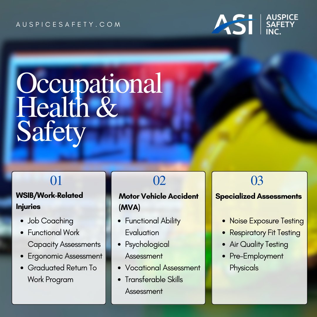 Having a safe working environment is critical to the overall success of a business. A good occupational health and safety policy along with a professional assessment can help identify potential risks. Read more about our Occ Health Services: auspicesafety.com/occupational-h…