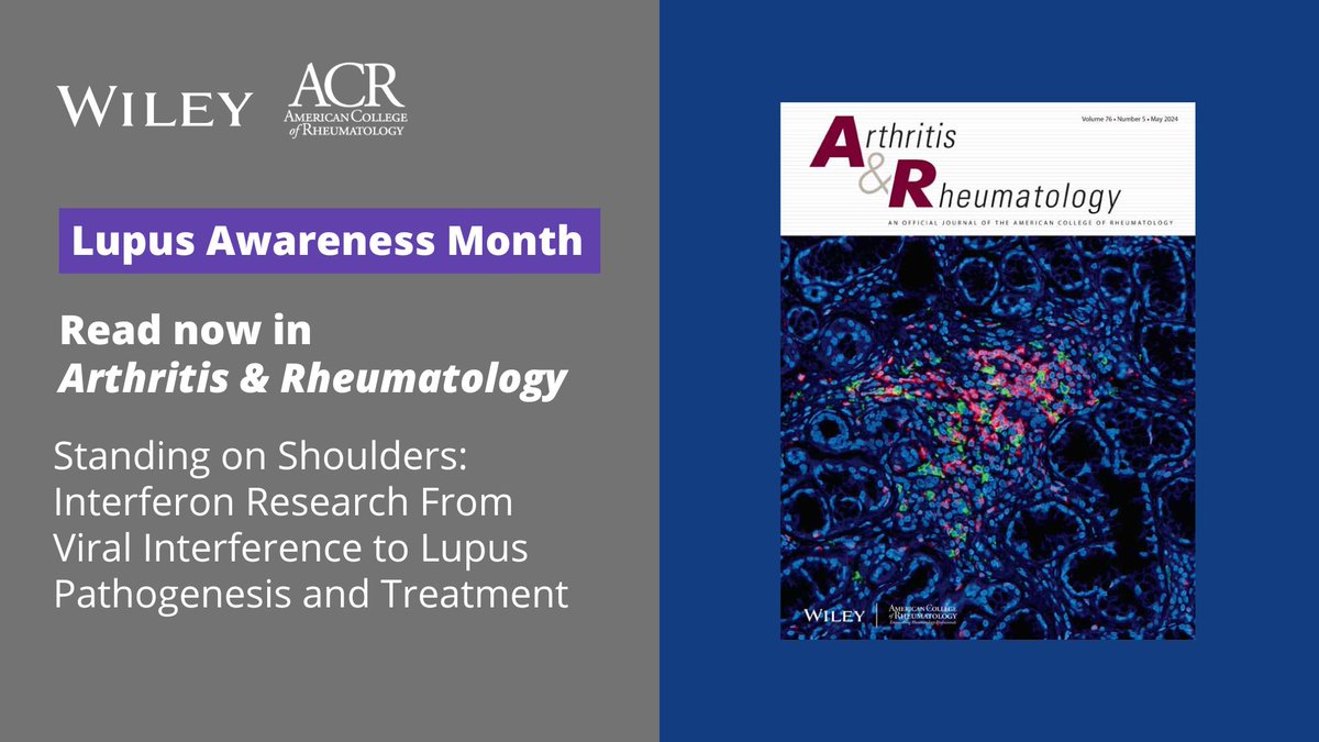 Standing on Shoulders: Interferon Research From Viral Interference to #Lupus Pathogenesis and Treatment. Read the review that is part of a series on #immunology for rheumatologists in Arthritis & Rheumatology: ow.ly/B9OB50RCh3Q #LupusAwarnessMonth @kirouk @ACR_Journals