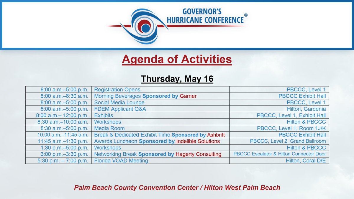 Day 4 of the 2024 Governor's Hurricane Conference is underway! Take a look at the activities happening today! Use the hashtag: #GHC2024 and #FromForecastToAction to be featured here!