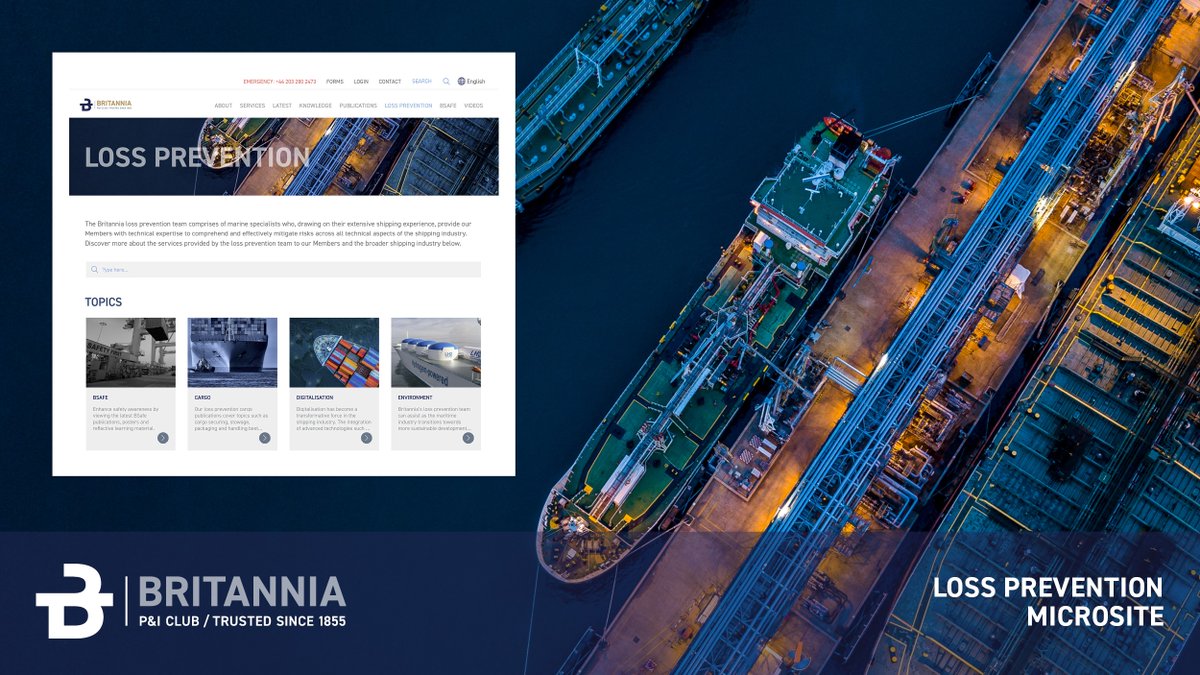 The Britannia Group has launched a brand-new microsite dedicated to loss prevention for its Members which consolidates all Britannia loss prevention resources and materials in one place. Explore the Britannia loss prevention site here: ow.ly/bSz650RHjWK