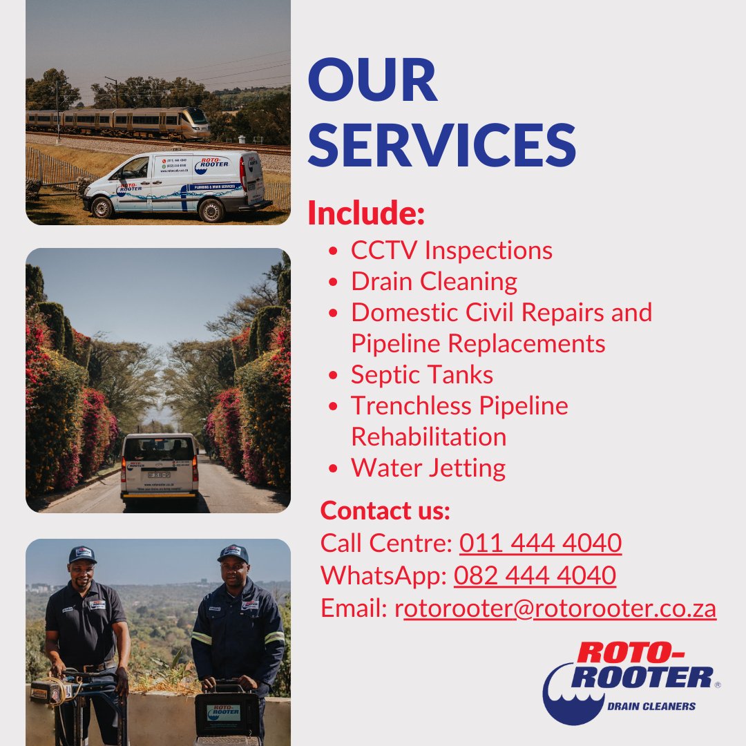 For over 45 years, Roto Rooter has been your trusted partner in keeping your drains clean and flowing smoothly. Call us today and experience the Roto Rooter difference!

#DrainCleaning #CCTVInspections #RootCutting #SewerLineRepair #RoutineMaintenance #TrustedSince1976