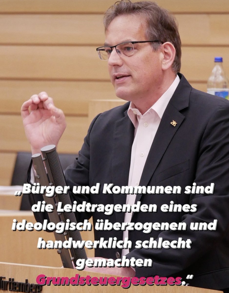 Eindeutige Feststellung von @ErikSchweickert im Zuge der Aktuellen Debatte heute mit dem Titel „Bürokratiechaos, unsaubere Daten und explodierende Grundsteuermessbeträge: Wie Kommunen und Grundstücksbesitzer in BW das Grundsteuer-Drama der Landesregierung ausbaden müssen“ ⬇️