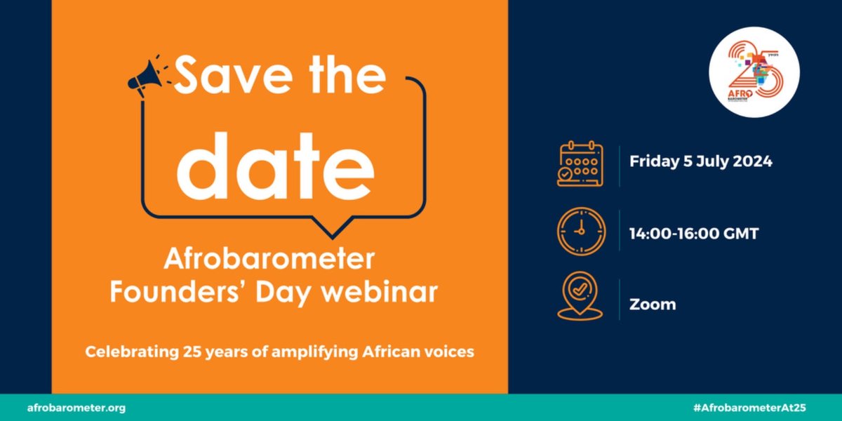 Twenty-five years ago, professors Michael Bratton, E. Gyimah-Boadi (@gyimahboadi), and Robert Mattes (@BobMattes1) envisioned a world in which Africa’s development is anchored in the realities and aspirations of its people. Today Afrobarometer stands as a testament to their