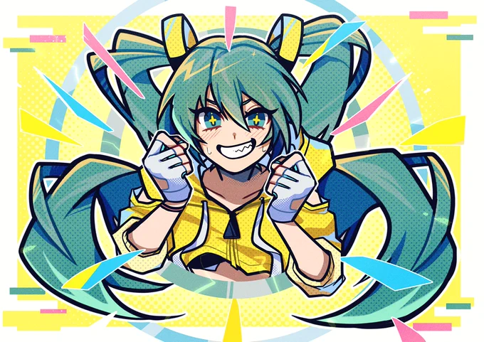 イラスト実装本日からの無料アップデートでこちらのイラストがゲーム内で実装されております…!ローディング画面にランダムでイラストが出るみたいなので是非ミクさん達と体を動かしながら探してみてもらえると嬉しいです…!!#FitBoxing初音ミク 