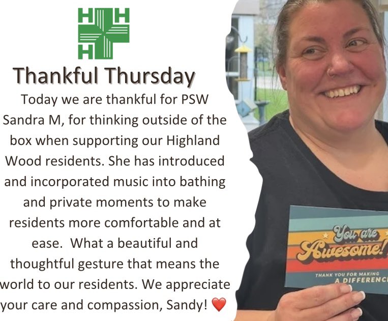 Happy #ThankfulThursday!!

Sandy, we are so grateful for you!

Thanks for all that you do for our residents and families. 🏆