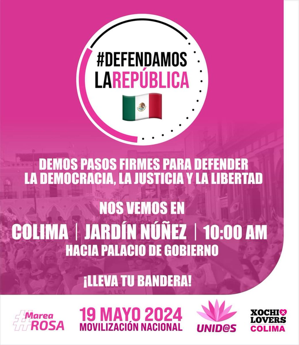 Invitan a 'Marcha Rosa' en defensa de la democracia y la libertad
✅Checa la nota aquí: 👇 
maxcortespress.com.mx/2024/05/invita…
#MarchaRosa #XóchitlLovers  #Colima #LBN #LasBuenasNoticiasTambienSonNoticia #MaxCortesPress #noticias #lamejorfm #fyp #parati