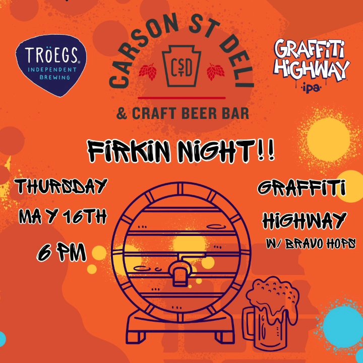 TONIGHT!! We are tapping this pin (firkin) of @TroegsBeer new Hazy IPA 'Graffiti Highway' w/ Bravo Hops! Tapping at 6 pm sharp! Last time, we kicked a pin in 10 minutes! So make sure you arrive on time 🍻 See you tonight! #firkin #beer