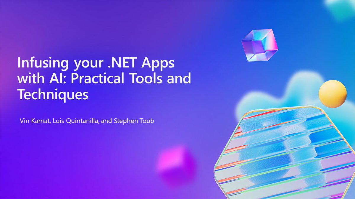 Discover how to bring AI into your .NET application! This #MSBuild session covers the tools, libraries, and best practices for incorporating LLMs or other AI capabilities to create an 'intelligent app.' Register and join us for this informative session ➡️ msft.it/6019YVWHf