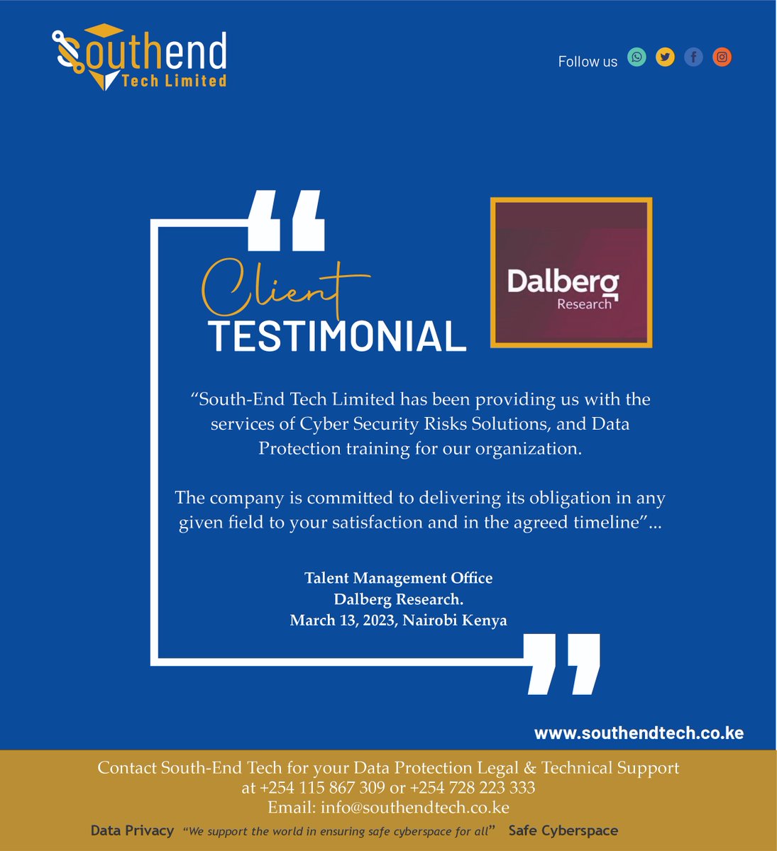 southend_tech's tweet image. We&apos;re thrilled to hear our expertise exceeded your expectations. 
At South-End Tech, we&apos;re passionate about delivering top-notch solutions.
Thanks for the amazing recommendation!  #SouthEndTech #CustomerLove
southendtech.co.ke