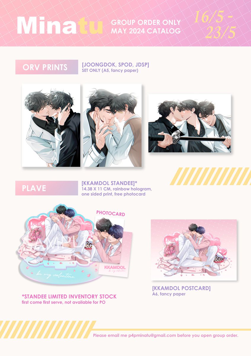 [TH GO]Pre-Order Goods by @minahomine 

ฟอร์มสั่งซื้อ
﹂forms.gle/HvnTbJuMViRMXe…

ปิดรับ: 22/05

﹆ราคา+รายละเอียดอยู่ในฟอร์ม
⬇️เพิ่มเติมในเมนชั่น

🫧มัดจำได้50%
🫧ฝากของรวมออเดอร์ได้

#ตลาดนัดorv #ตลาดนัดจอนดกชี #ตลาดนัดplave