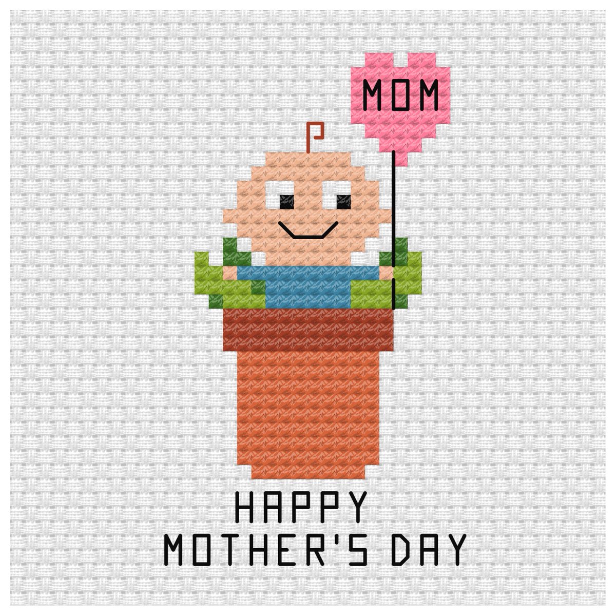 Hi patrons, this cute baby in a flower pot is the last mother's day related cross stitch pattern for this year. patreon.com/ringcat #patreoncreator #mothersday #cutecrossstitch #pixelpeople