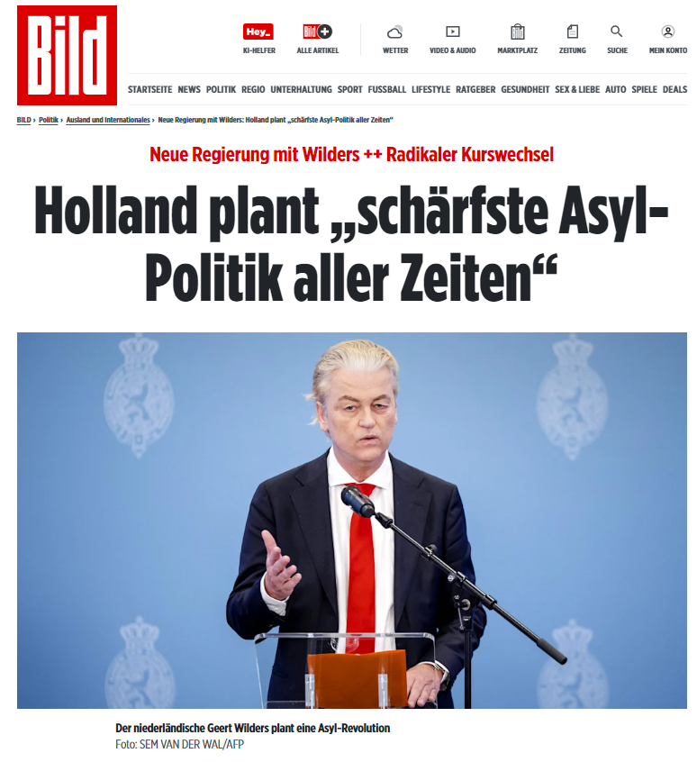 Holland/ Niederlande machen es vor. Die strengste Asylpolitik aller Zeiten soll es werden. 
- Die unbefristete Asylerlaubnis wird abgeschafft.
- Ausstiegsklausel für die europäische Asyl- und Migrationspolitik der Europäischen Kommission
- neues Notgesetz zur Asylkrise für eine