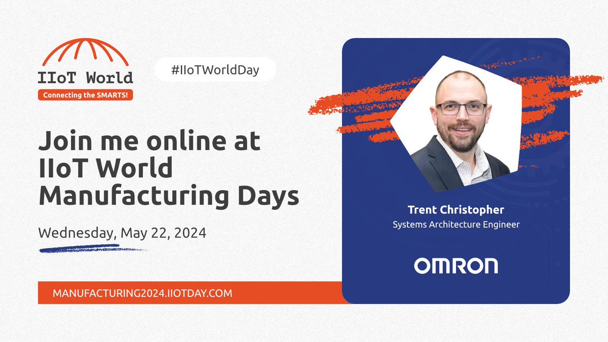 Join Trent Christopher of OMRON at #IIoTWorldDay! With a passion for technology and deep industry expertise, Trent is set to share his knowledge on May 22. buff.ly/49lF0dW #sponsored #omron_iiot #manufacturing #industry40 #IIoT @IIoT_World