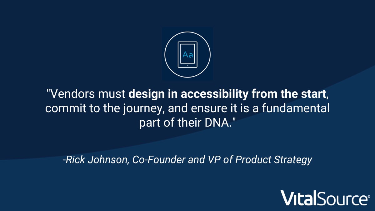 From the beginning, VitalSource has been at the forefront of creating and adopting accessibility standards and offering tools that are built with all learners in mind.

Learn more about our commitment to accessibility: get.vitalsource.com/intl/vitalsour…

#Accessibility #HigherEd #GAAD202