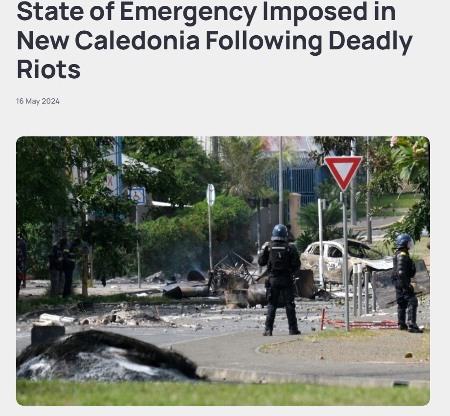 State of Emergency Imposed in New Caledonia Following Deadly Riots attentivemedia.pl/2024/05/16/pol… #France #NewCaledonia #riots #police #protests