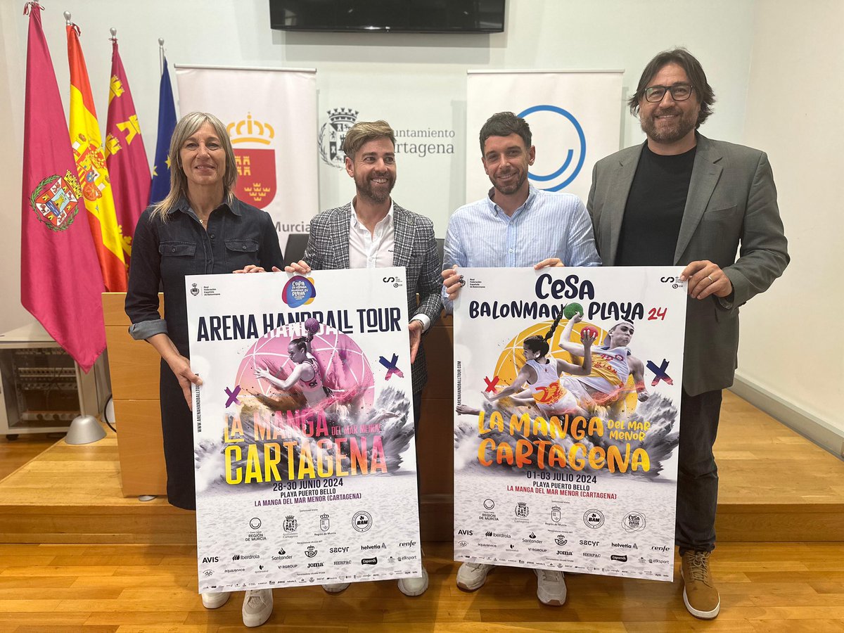 📸 Presentados en el Ayuntamiento de Cartagena (@AytoCartagenaES) los próximos eventos de #BalonmanoPlaya en La Manga: el #CESABMPlaya2024 y la #CopaESPBMPlaya2024 #️⃣ #EnjoyTheExperience