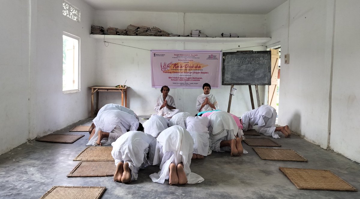 Training Classes on Sattriya Gayan Bayan of Assam started on 16th May 2024, under the guidance of Shri Haricharan Bhuyan Barbayan, SNA Awardee, Notun Kamalabari Sattra, Majuli District, Assam, under Kala-Deeksha, a series of Sangeet Natak Akademi, New Delhi. #kaladeeksha #assam