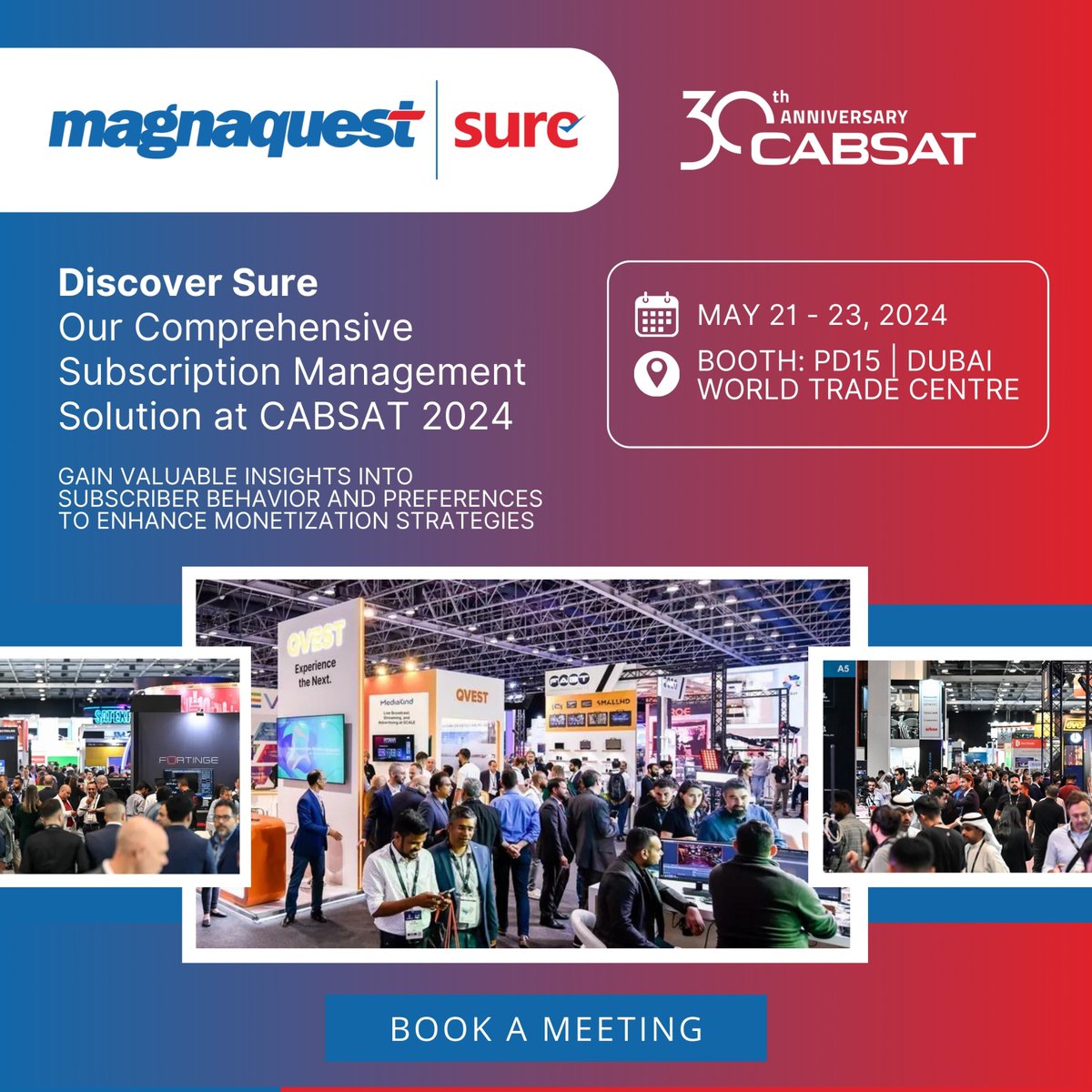 Join @Magnaquest at #CABSAT2024, held from May 21-23, 2024, at the #Dubai World Trade Centre. Explore #Sure, our comprehensive #subscriptionmanagement platform, from #contentmanagement to #audienceengagement and #monetization.

magnaquest.com/magnaquest-at-…

#CABSAT #SurebyMagnaquest