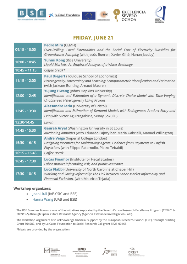 Hanna Wang (@hanna_wang_) on Twitter photo 💡⭐️Take a look at the year's fantastic line-up of the Structural Microeconometrics Workshop at the <a href="/bse_barcelona/">Barcelona School of Economics</a> #SummerForum, organized by <a href="/JoanLlull_econ/">Joan Llull (Econ)</a> and myself. 💡⭐️Take a look at the year's fantastic line-up of the Structural Microeconometrics Workshop at the <a href="/bse_barcelona/">Barcelona School of Economics</a> #SummerForum, organized by <a href="/JoanLlull_econ/">Joan Llull (Econ)</a> and myself.