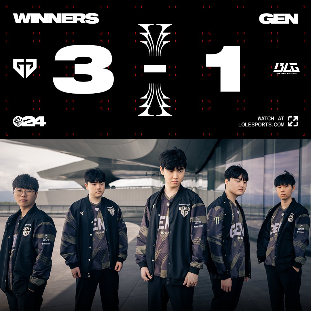 WELCOME TO THE #MSI2024 FINAL: @GenG win the series against @BilibiliGaming 3-1!