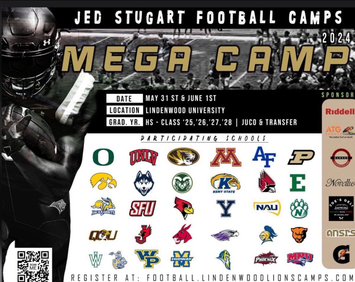 I will be attending the Lindenwood mega camp on both May 31st and June 1st. @CoachChase_BU @CoachBerb @MuellerFBCoach @CoachSamOjuri22 @CoachJackT @RashaadSamples @CoachLoop @Coach_Ford