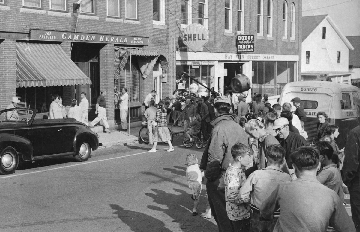 “Peyton Place,” released in 1957, was filmed in Camden. Each morning, Main Street was washed down and filming began before traffic became too heavy. Which movie filmed in Maine is your favorite? #NationalClassicMovieDay #tbt (Photo courtesy of the Camden Public Library)