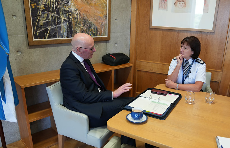 First Minister (@scotgovfm) on Twitter photo First Minister <a href="/JohnSwinney/">John Swinney</a> met Chief Constable Jo Farrell at <a href="/ScotParl/">Scottish Parliament</a> to hear her views on policing priorities.
He said he looks forward to a continued strong and open relationship between @ScotGov and <a href="/PoliceScotland/">Police Scotland</a>. First Minister <a href="/JohnSwinney/">John Swinney</a> met Chief Constable Jo Farrell at <a href="/ScotParl/">Scottish Parliament</a> to hear her views on policing priorities.
He said he looks forward to a continued strong and open relationship between @ScotGov and <a href="/PoliceScotland/">Police Scotland</a>.