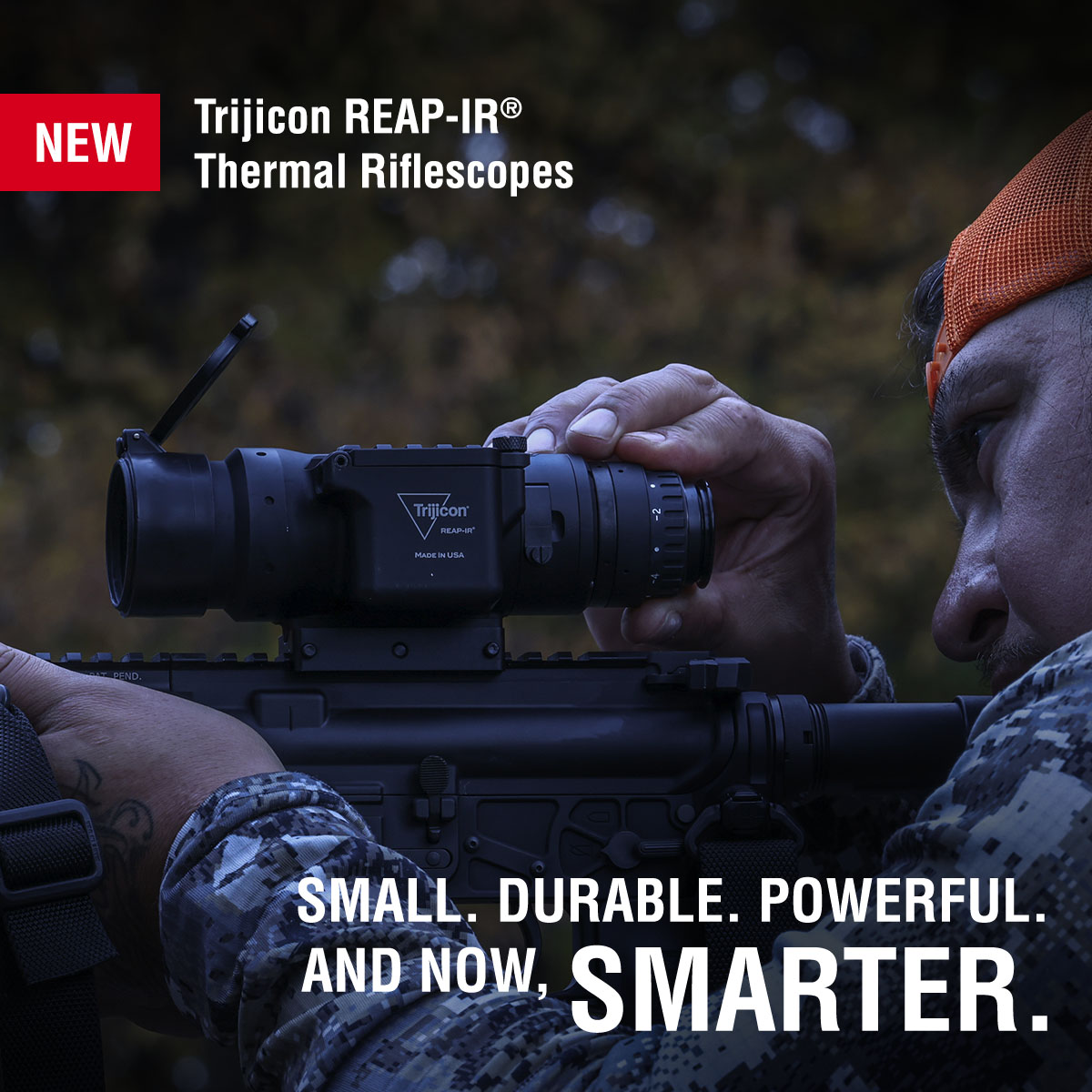 NOW WITH ENHANCED IMAGE QUALITY AND DVR CAPABILITIES
The new and improved Trijicon REAP-IR mini thermal riflescope gives you the advantage on any hunt. It delivers improved image quality and target detection, newly integrated on-board digital video recording capabilities, and