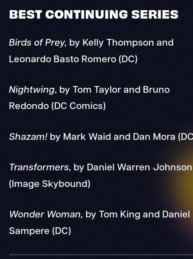 DC arrasa en las nominaciones del Eisner de este año.