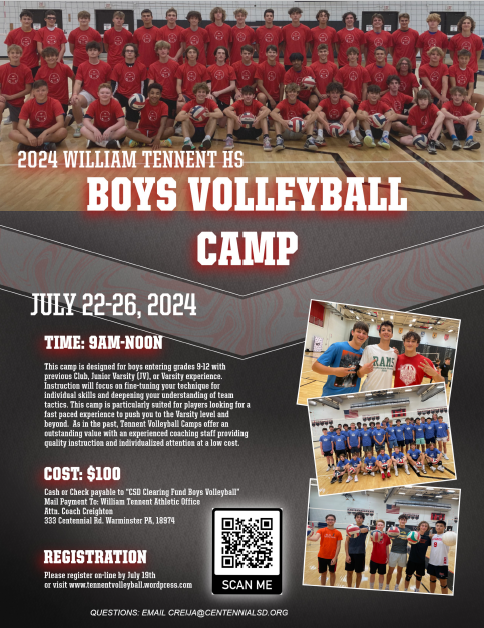 William Tennent Boys Volleyball Summer Camp Registration Form- forms.gle/RZta8CdDLwN8a7… @WTHS_Panthers @WTHS_Sports @Centennial_SD @SOLsports