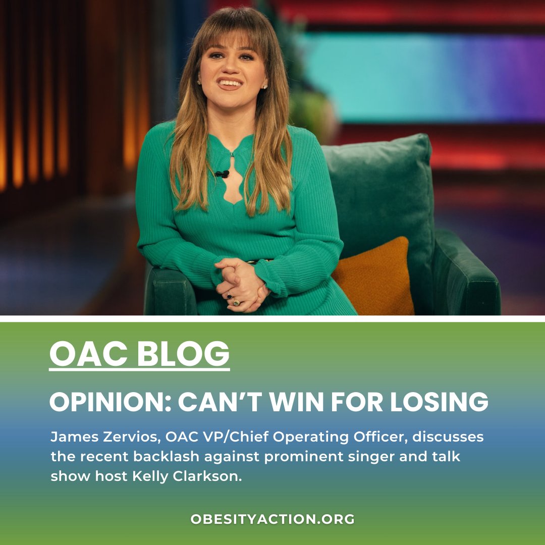 ICYMI: James Zervios, OAC VP/Chief Operating Officer, discusses the recent backlash against prominent singer and talk show host Kelly Clarkson. @kellyclarkson @Oprah @SimaSistani @ww_us @alroker obesityaction.org/cant-win-for-l…