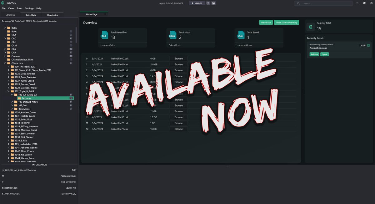 🚨Now Available🚨 CakeView Hotfix for users experiencing crashing while attempting to bake a file. Changelog: -Addressed crashes that might occur when initiating a bake session. -Added a corrupt or incorrect CAK key safety check to .cak loads -Addressed incorrect hashes