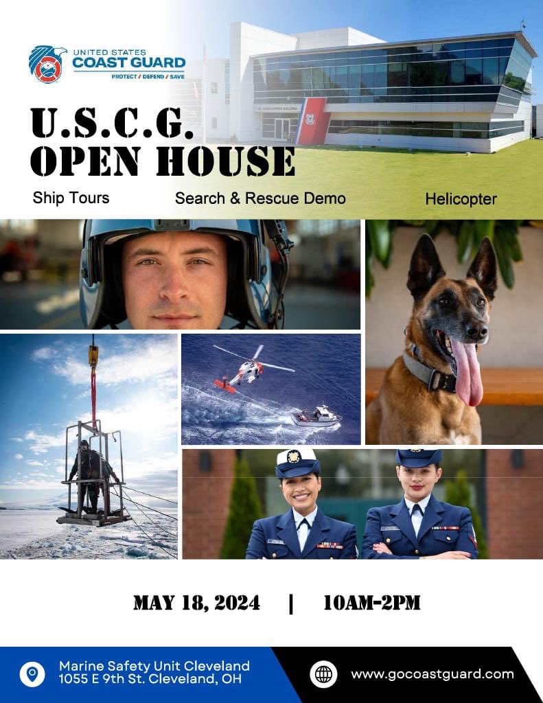 #USCG Open House!
MSU Cleveland - Saturday, May 18, 2024 - 10am to 2pm

Come out and learn more about the Coast Guard!

The base can be accessed on 9th street access from the Rock and Roll Hall of Fame.

See you there! https://t.co/WnKGLqnEnQ