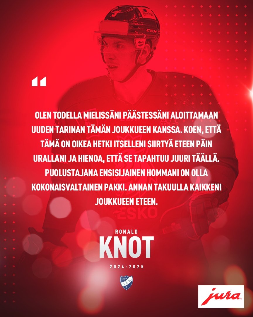 Tsekkiläinen Ronald Knot saapuu vahvistamaan puolustuksen takalinjoja yksivuotisella sopimuksella. 🇨🇿

”Ronald on AHL:ssä ja maajoukkueessa meritoitunut isokokoinen luistelu- ja kamppailuvoimainen rightin puolustaja. Hän on monipuolinen ja hyvän laukauksen omaava puolustaja, joka