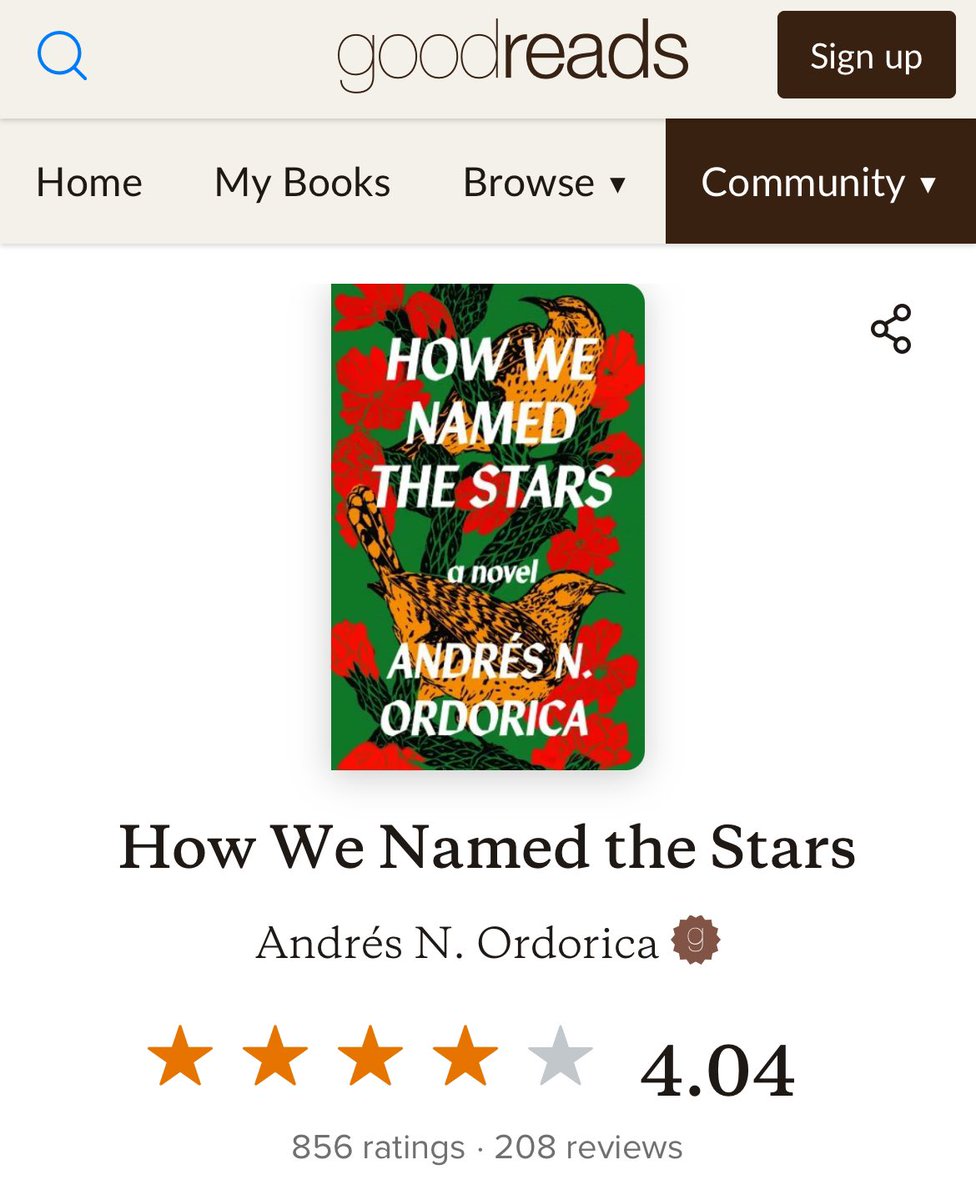 This is crazy to me. I know metrics are so changeable and that on G**dreads you can see your rating drop at a soul crushing rate. But for a novel that centres queer love, a brown Mexican American young man, and told in such an unusual narrative style, the reception is 🤯💕🐦‍⬛🏳️‍🌈