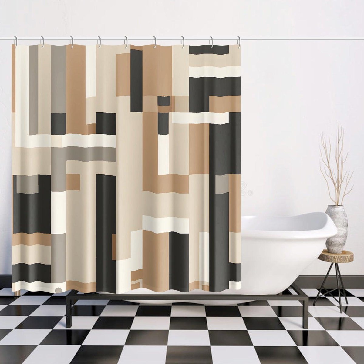 Pattern play is just a click away with Modern Beige Shower Curtain 🎲🚿 Visit our bio for the link!#BathroomDecor #BathroomMakeover #ShowerCurtains #BathTime #BathroomStyle #BathroomDetails #LuxuryBathroom #BathroomInspo #ShowerDecor #WaterproofDecor
 showercurtainco.com/products/171-q…