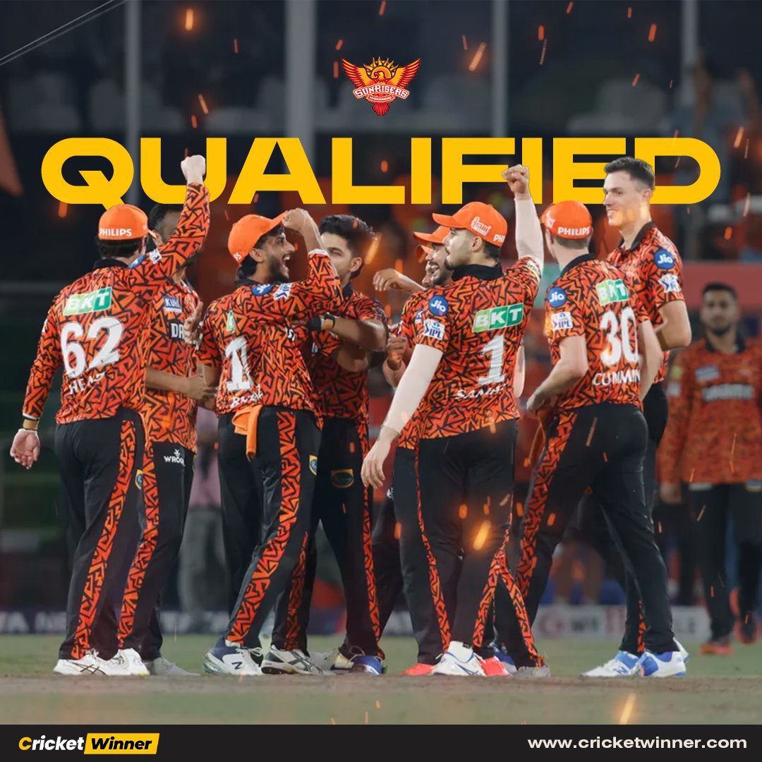 Pat Cummins and his squad have done it!

Sunrisers Hyderabad qualify for the IPL 2024 playoffs 🔥

#SRH #IPL #Playoffs #IPL2024 #CricketWinner