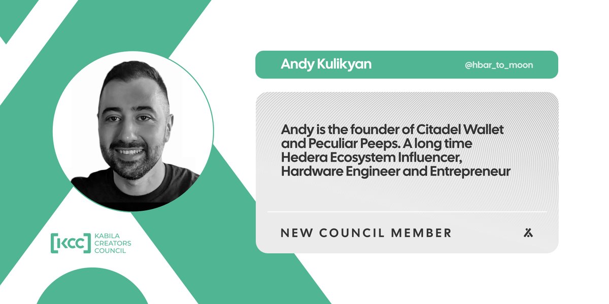 📢 We are proud to present Andy Kulikyan as the first member of the Kabila Creators Council. Andy is not only an outstanding content creator and OG #HBAR supporter (before it was even called Hedera); he is a visionary and builder within the ecosystem. With his personal brand