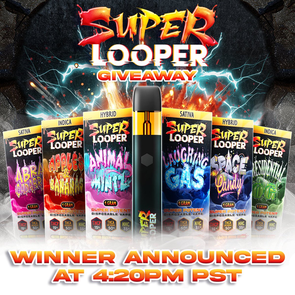 Super Looper Giveaway! Now's your chance to try one of our strongest blends! Rules: ✅Follow this account ✅Like this post ✅Quote tweet which flavor you want to try ✅Comment and tag three friends Good luck, Looper Fam!