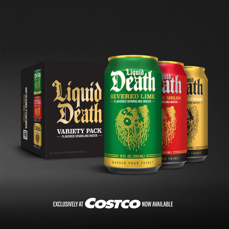 Liquid Death variety pack of 12 oz cans is now available at Costco. Are you buying?