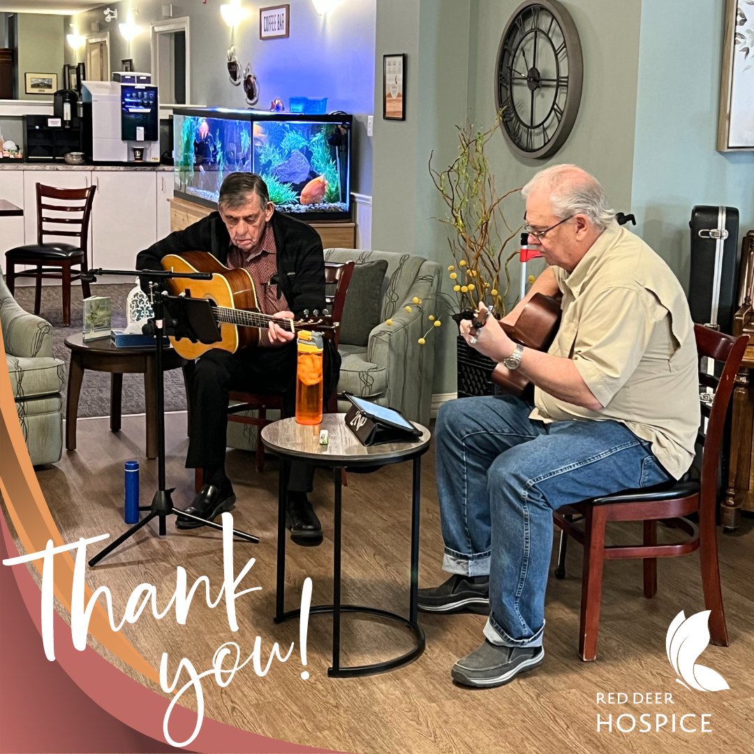 A heartfelt thank you to Don and Ron for volunteering their time and bringing joy and warmth to our residents, families, and staff through their wonderful music.

#Volunteer #Music #Hospice #Gratitude #RedDeer