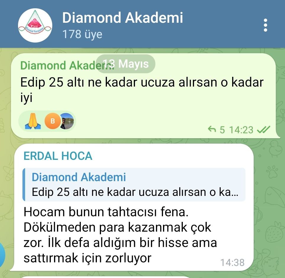 #edip 🚀
Diamond Akademi  öğrencisi olmak ayrıcalıktır ✨ 
@DiamondAnaliz 
#indikaterdem
#elmasformasyonu 👇
t.me/diamondakademi 
 #bist100 #sanfm #aydem #skydm #bayrk #nugyo #segyo #dagi #rodrg #merit #sasa #magen #ulker