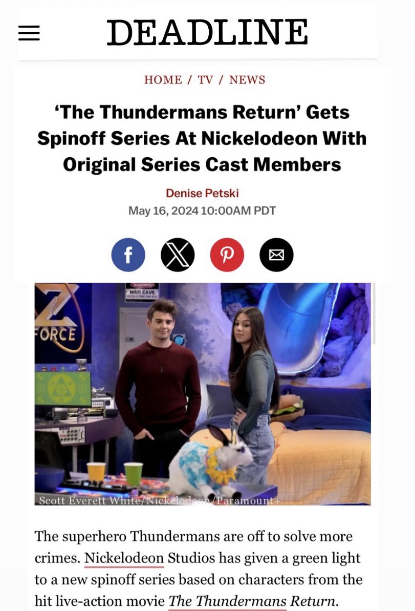 NEW THUNDERMANS SERIES OTW⚡️ 

We’re so excited to continue the Thundermans story in a brand new spin-off series. 

Phoebe & Max are going undercover, and bringing Chloe along for superhero training, baby!

Executive Producer Kira Kosarin re-reporting for duty 🫡 Here we go!