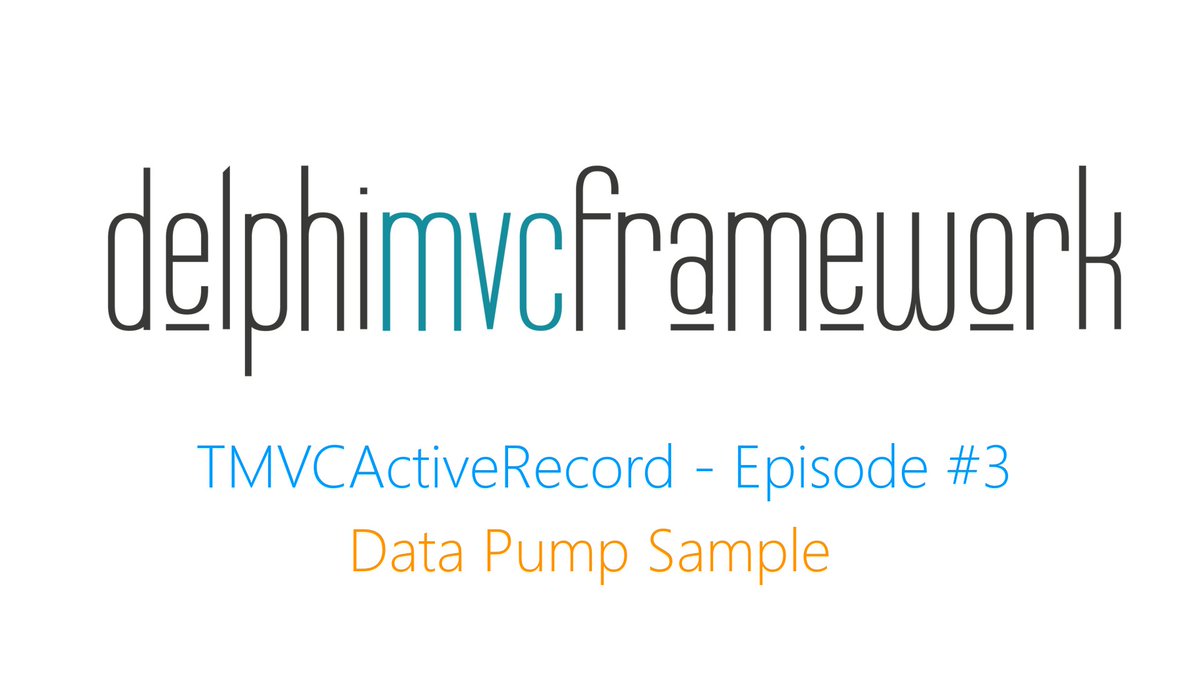 #MVCActiveRecord Video #3 Will be available for #PATREON Official Supporters within the next hour. This time we'll talk about how to do a data pump with logic between two different engine in 15 LOC! patreon.com/delphimvcframe…