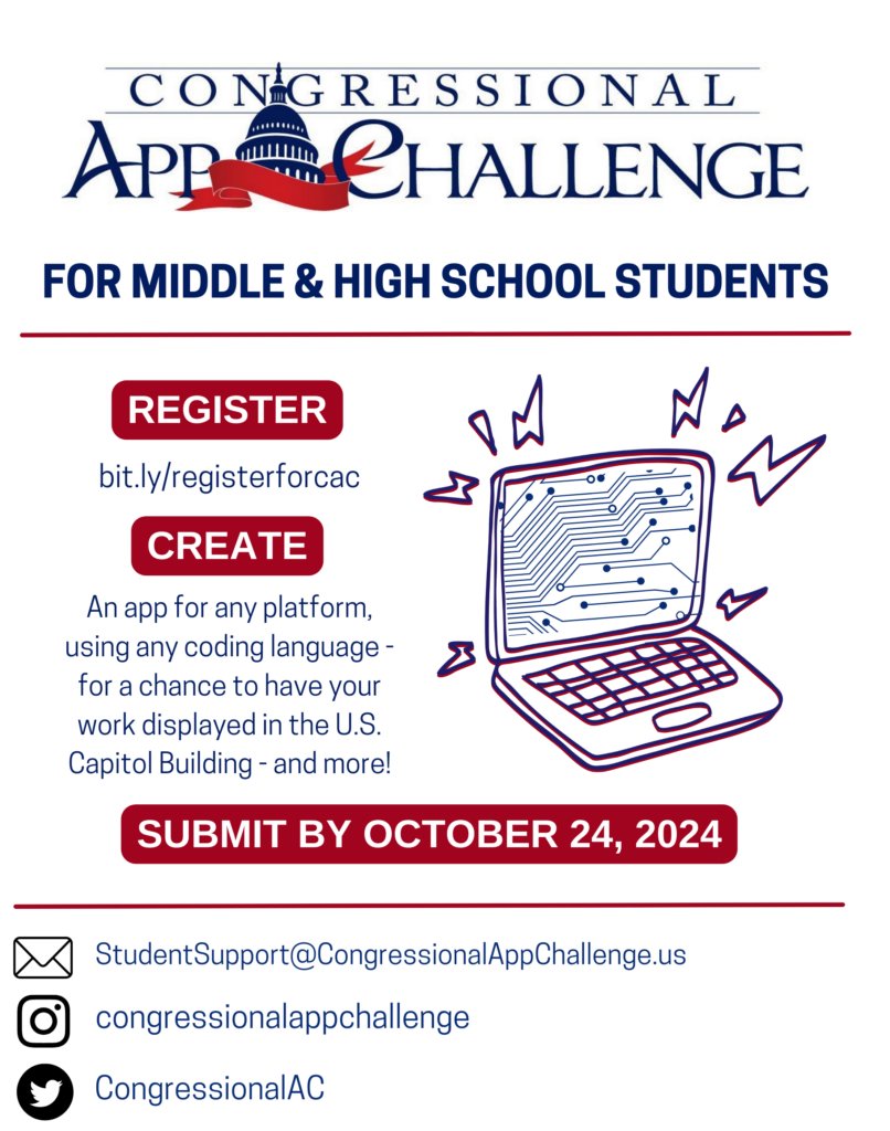 🚨 Attention Middle and High School Students🚨 The 2024 Congressional App Challenge is now open! I encourage all VA-01 students to enter this year’s competition. Learn more: wittman.house.gov/news/documents…