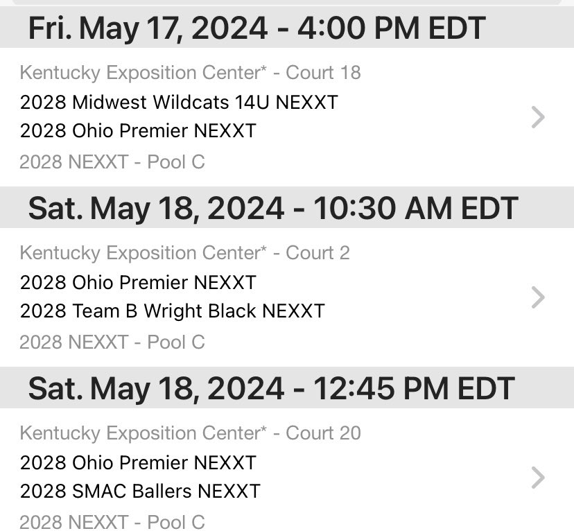 Our schedule this weekend at the Classic. Excited to play in our last tournament before the June break