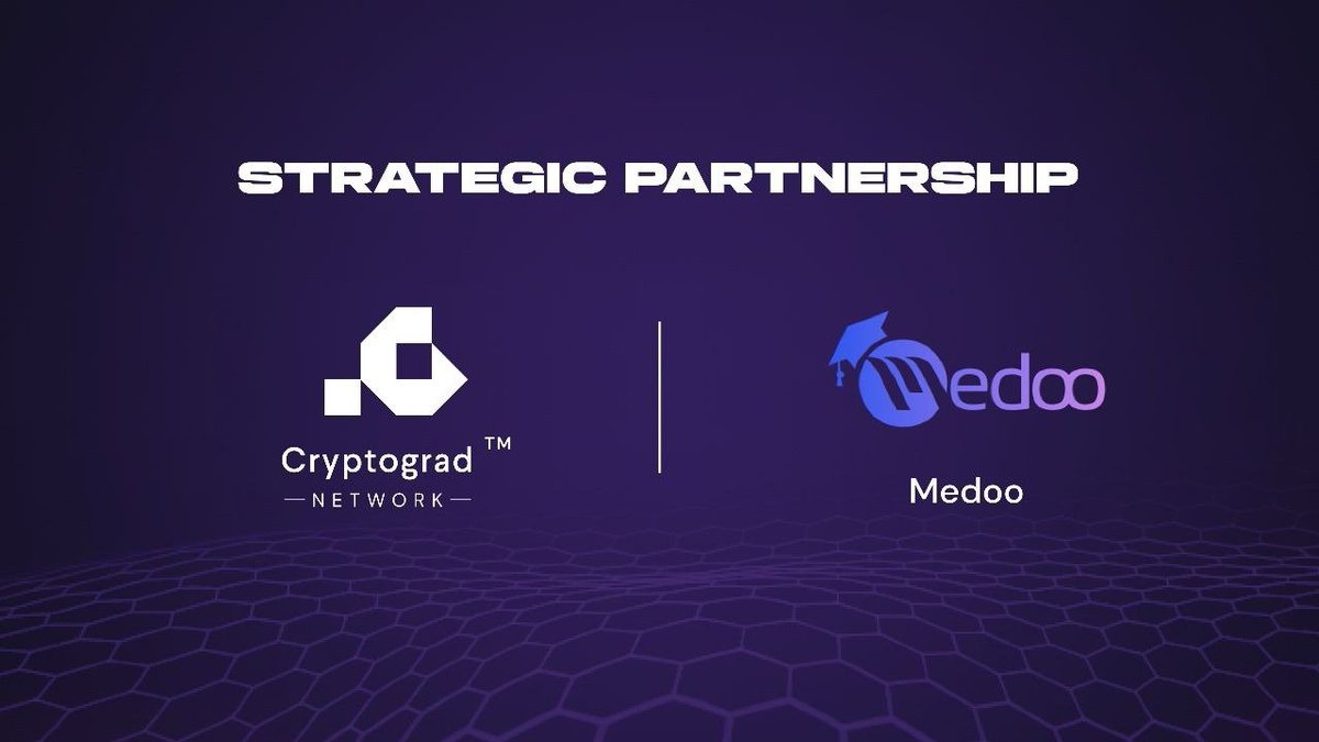 Big News! Cryptograd is now the official educational partner of @medoo_global  📚 
Together, we’re empowering the crypto community with the knowledge needed to succeed. Stay tuned for more updates! 

 #CryptoEducation #Partnership