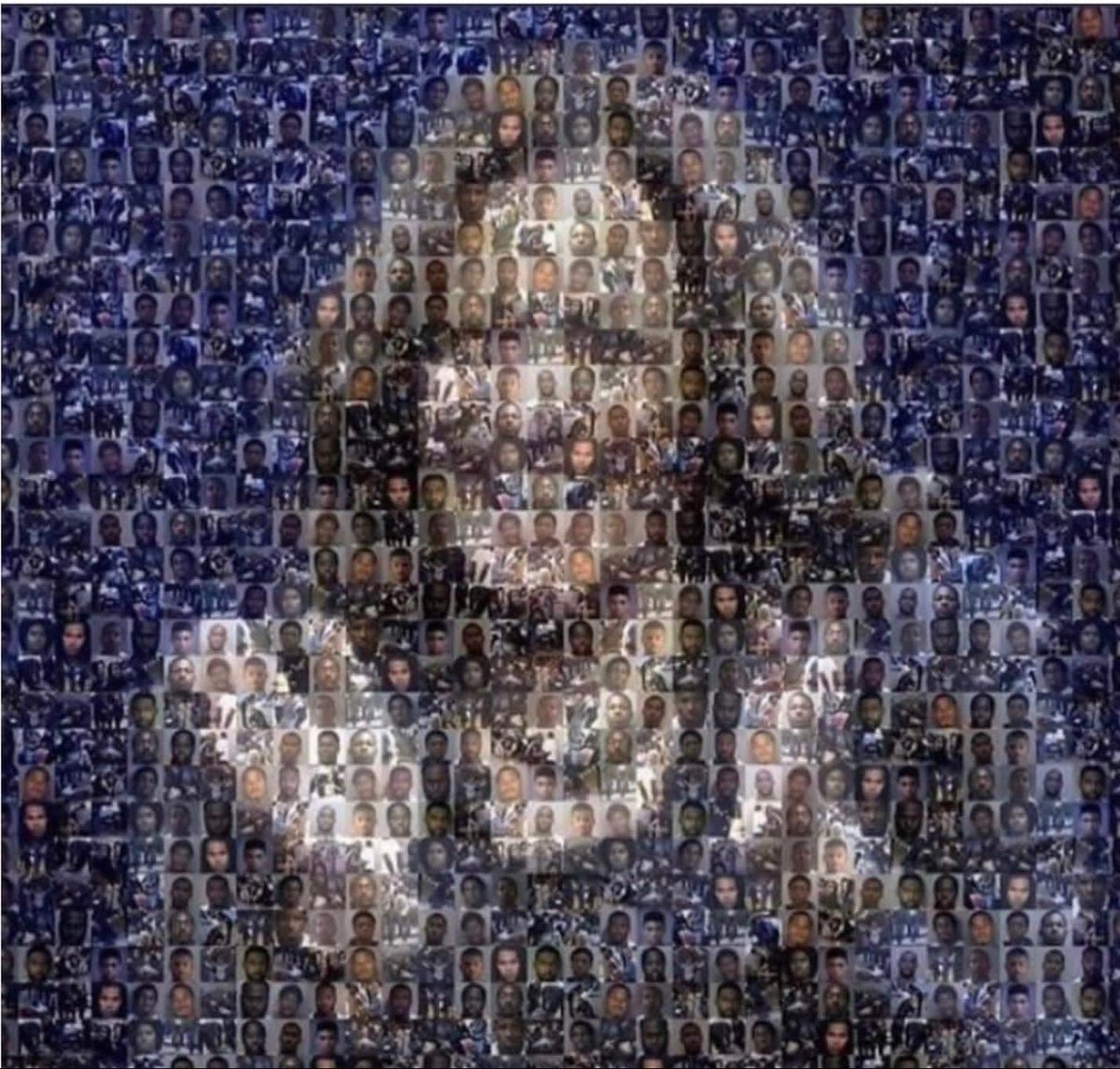 @VP Did you know ⬇️? Mosaic of Kamala Harris made out of all the Black men she locked up and kept in prison past their release date for cheap prison labor. Kamala oversaw 1,900 convictions for marijuana offenses.