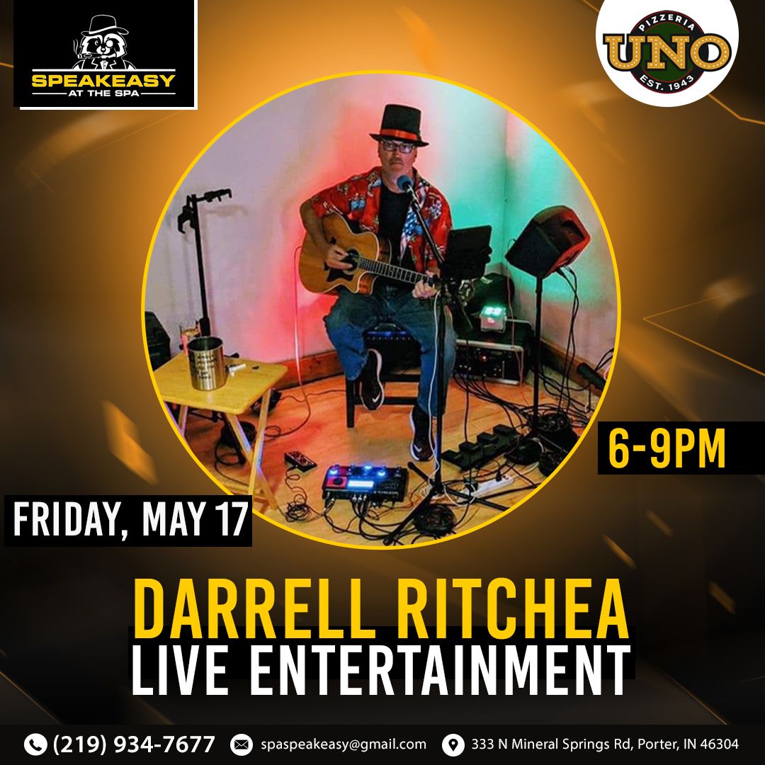 Experience the magic of live music with #DarrellRitcheaMusic on May 17th from 6-9 PM at #SpeakeasyattheSpa! Don't miss this unforgettable evening!
.
.
.
.
#livemusic #entertainment #musicevents #concertnight #LiveMusicExperience #porterindiana #Indiana #indianafoodies